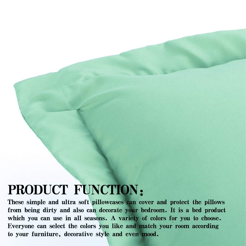 NTBAY NTBAY Queen Pillow Shams - 2 Pack Brushed Microfiber 20x30 Sham Covers - Super Soft and Cozy  Wrinkle  Fade  Stain Resistant 20x30 Inches Oxford Pillowcases  Sea Green  - Image 4