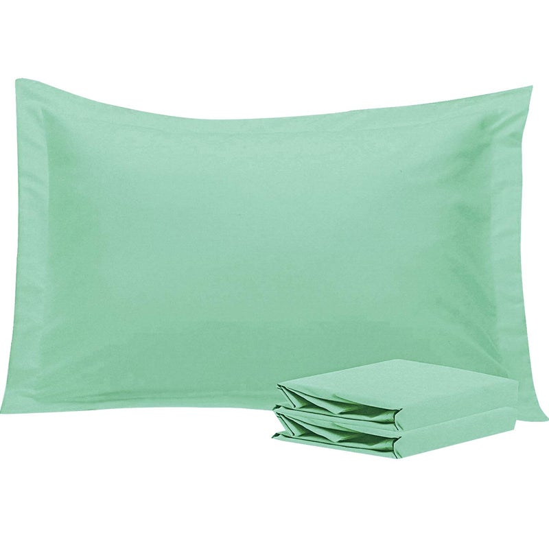 NTBAY NTBAY Queen Pillow Shams - 2 Pack Brushed Microfiber 20x30 Sham Covers - Super Soft and Cozy  Wrinkle  Fade  Stain Resistant 20x30 Inches Oxford Pillowcases  Sea Green  - Image 1