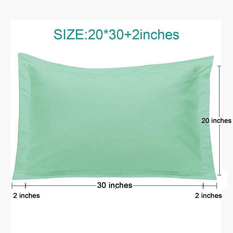 NTBAY NTBAY Queen Pillow Shams - 2 Pack Brushed Microfiber 20x30 Sham Covers - Super Soft and Cozy  Wrinkle  Fade  Stain Resistant 20x30 Inches Oxford Pillowcases  Sea Green  - Image 5