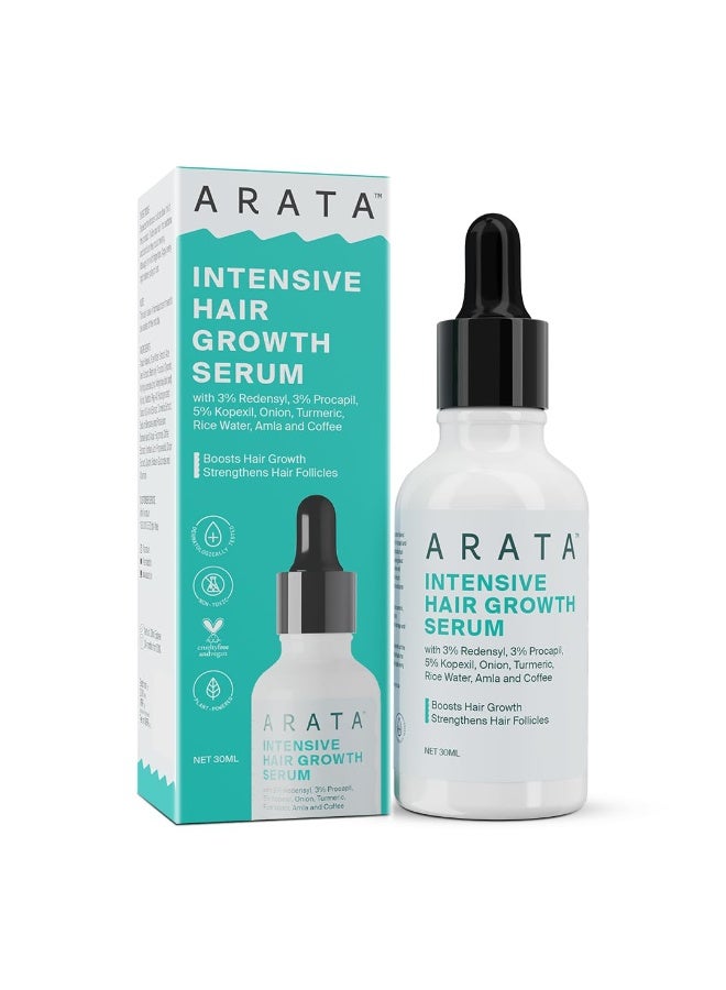 Arata Hair Growth Serum for Scalp for Faster Hair Growth & Stronger Roots | Helps Reduce Hair Fall | Derma Tested | With 3% Redensyl, 3% Procapil & 3% Kopexil | For Women & Men 30ml - Image 1