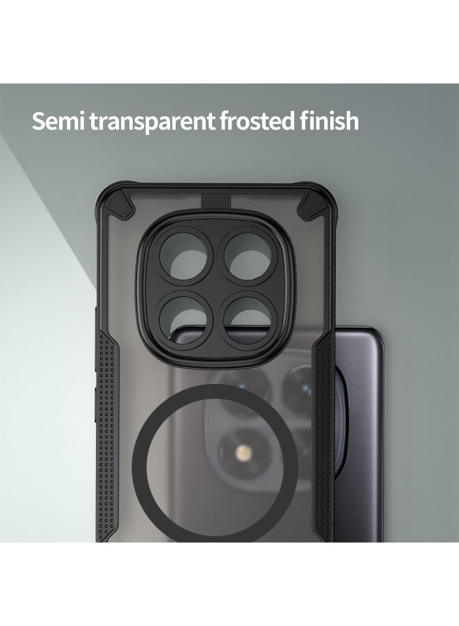 Cover For Redmi Note 14 Pro 5G Armor Glaze Magnetic Phone Case Raised edges around the screen and camera lens help prevent scratches - Black - Image 4