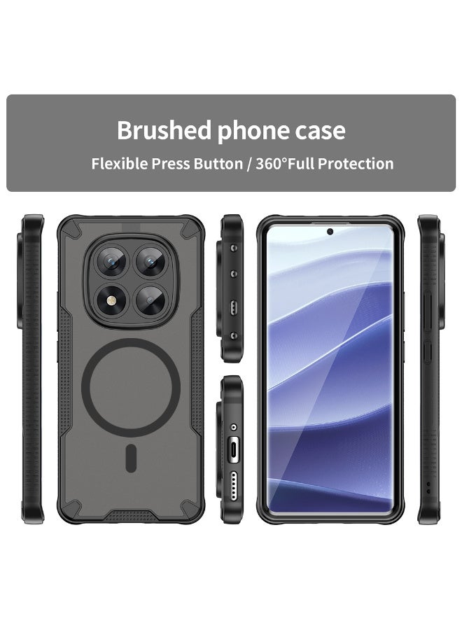 Cover For Redmi Note 14 Pro 5G Armor Glaze Magnetic Phone Case Raised edges around the screen and camera lens help prevent scratches - Black - Image 3