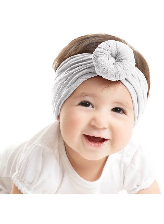 Syga Baby Girls Cotton Turban Wrap Headbands Hairbands Hair Accessories Soft Ball Headband Elastic Newborn Infant Toddlers Kids 03 Years (White) - Image 2