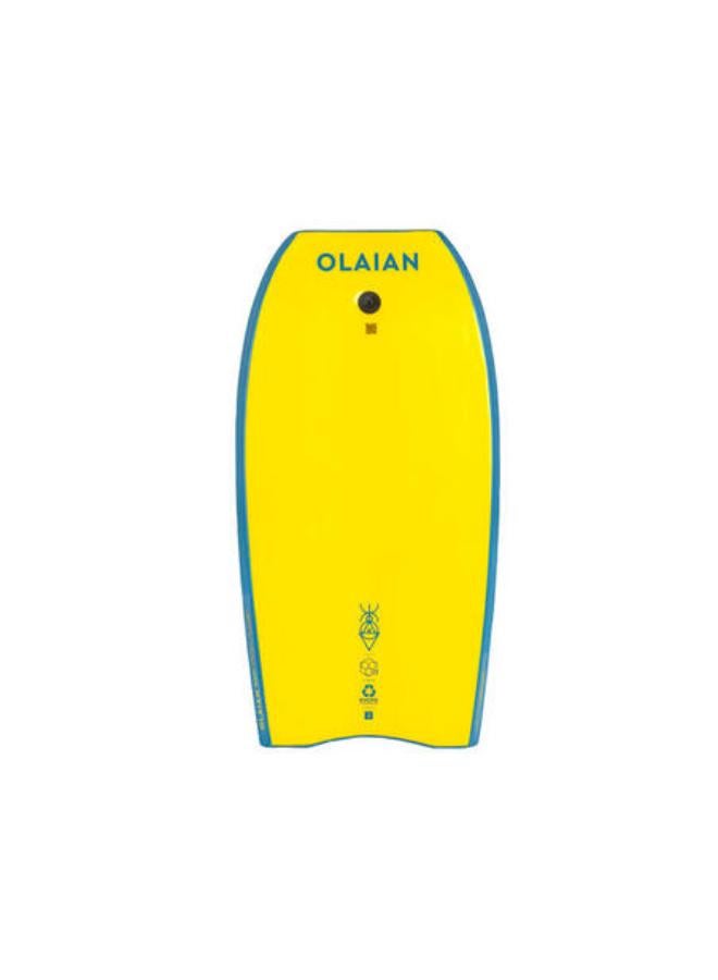 OLAIAN Kids' Bodyboard 100 blue yellow with wrist leash - Image 4