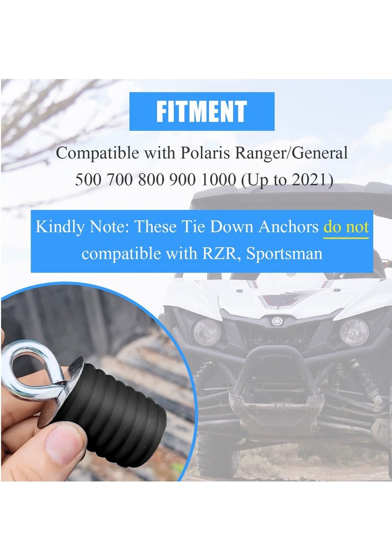 Excefore - UTV Tie Down Anchors Bed Anchors for Compatible with Polaris Ranger General 500 700 800 900 1000 Long Anchors Set of 4 - Image 1