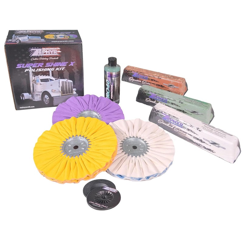 ZEPHYR - Super Shine X Big Rig Aluminum Polishing Kit - Metal Polishing Kit Made for Big Rigs, Fuel Tanks, Wheels & More - Image 1