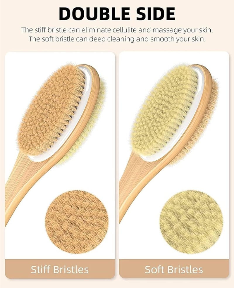 eHomeA2Z Shower Cleansing Body Brush With Soft And Stiff Bristles Bath DualSided Long Handle Back Scrubber Body Exfoliator For Wet Or Dry Brushing Pack Of 1 - Image 2