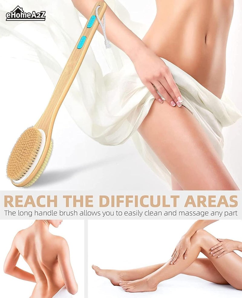 eHomeA2Z Shower Cleansing Body Brush With Soft And Stiff Bristles Bath DualSided Long Handle Back Scrubber Body Exfoliator For Wet Or Dry Brushing Pack Of 1 - Image 5