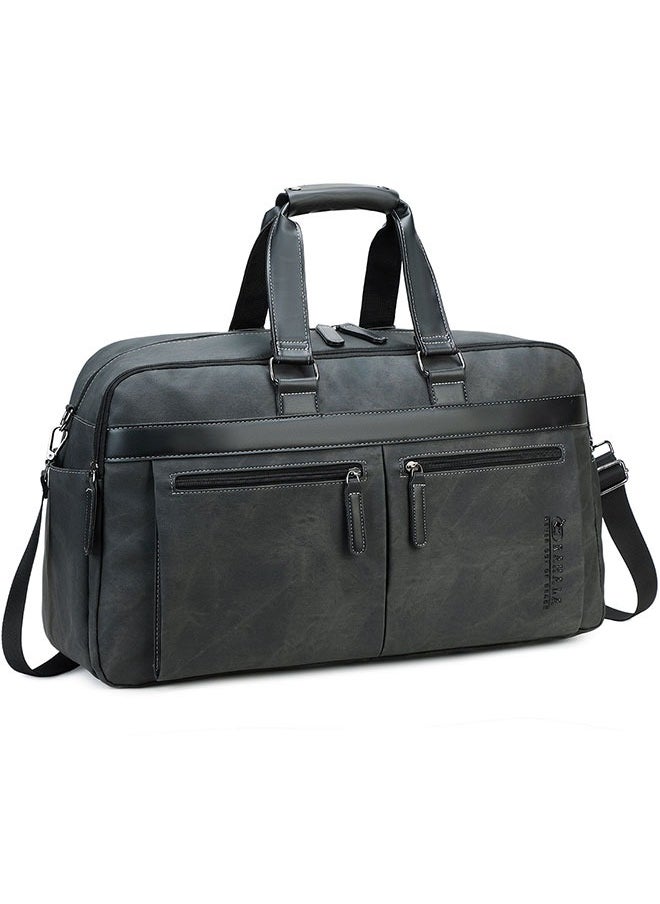 RAHALA 807 Leather Duffel Travel Weekend Large Capacity GYM Business Stylish Multiple Pockets Water-resistant Carry-on Bag - Dark Grey  - Image 1