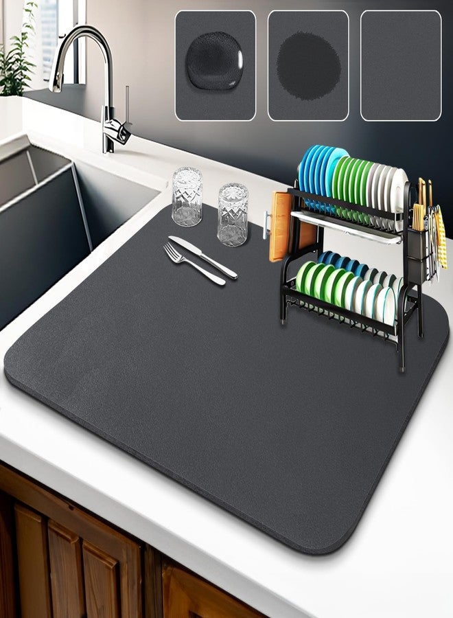 WIFER Dish Drying Mat - Large 24"x 16" Hide Stain Rubber Backed Absorbent for Kitchen Counter, Quick Drying, Non-Slip, Easy to Clean, Perfect Coffee Mat Coffee Bar Accessory & Under Appliance Mat - Image 1