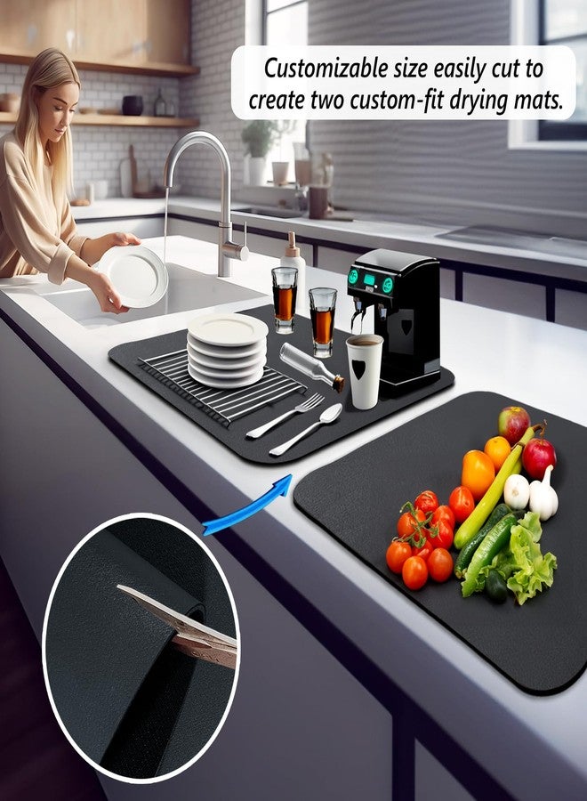 WIFER Dish Drying Mat - Large 24"x 16" Hide Stain Rubber Backed Absorbent for Kitchen Counter, Quick Drying, Non-Slip, Easy to Clean, Perfect Coffee Mat Coffee Bar Accessory & Under Appliance Mat - Image 4