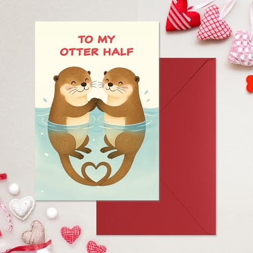 Cheerin Romantic Valentine's Day Card with Envelopes - Love Cards for Him and Her - Anniversary Card for Husband, Wife, Fiance, Boyfriend, Girlfriend - Otter Birthday Card Gift 5x7 Inch - Image 4