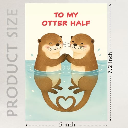 Cheerin Romantic Valentine's Day Card with Envelopes - Love Cards for Him and Her - Anniversary Card for Husband, Wife, Fiance, Boyfriend, Girlfriend - Otter Birthday Card Gift 5x7 Inch - Image 3