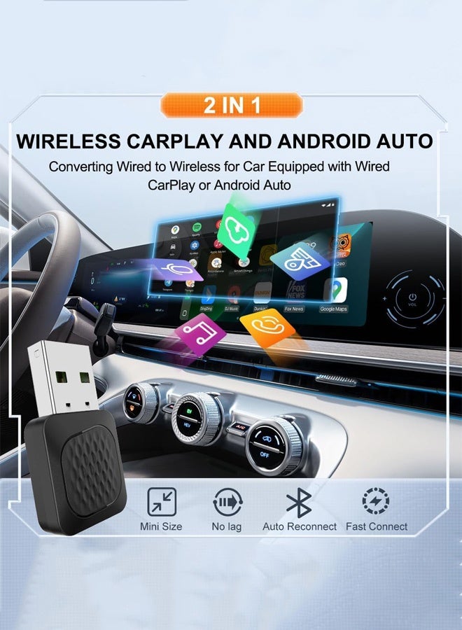 Makrystorm Mini Ultra,New Verison 2-in-1 Wireless CarPlay and Wireless Android Auto Adapter for Factory Wired CP/AA,Not Use for BMW and Tesla,Compact Size and Easy to Use,Black - Image 2