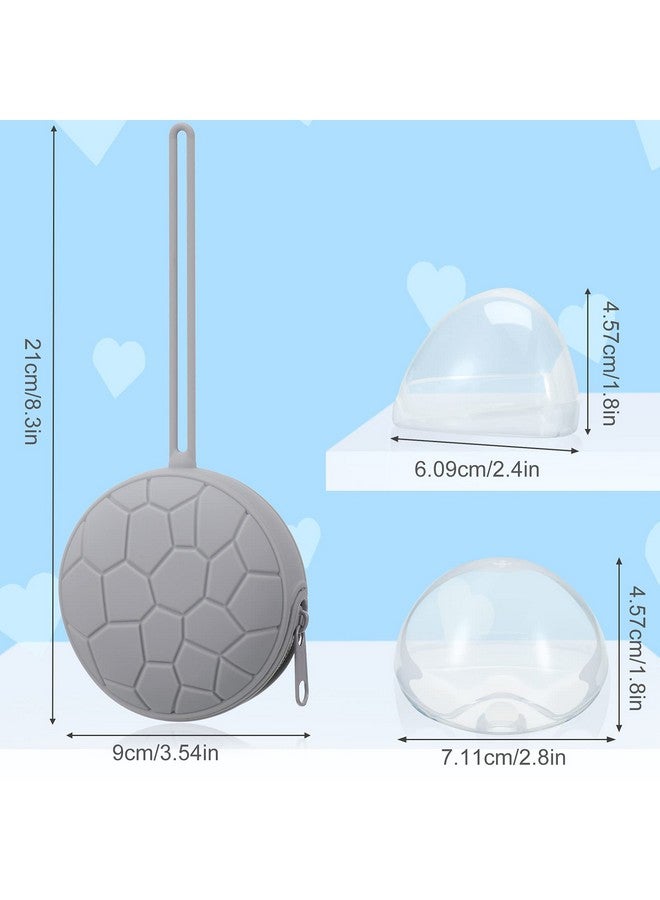 Nuanchu Nuanchu 4 Pieces Pacifier Holder Case Set 2 Silicone Portable Pacifier Case Cover Pouch for Diaper Bag with 2 Transparent BPA Free Pacifier Storage Container Box(Gray, Army Green)  - Image 2