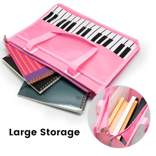 BestSounds Piano Bag, Zipper Waterproof Oxford Cloth Music Piano Accessories Book Bag Tote for Students Kids, Girls, Women, Gifts for Music Lovers Musicians (Pink) - Image 3