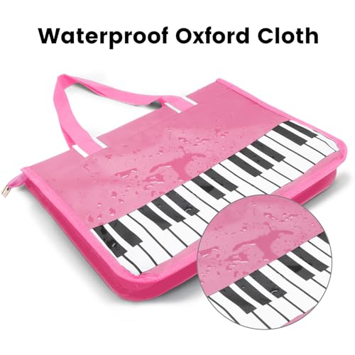 BestSounds Piano Bag, Zipper Waterproof Oxford Cloth Music Piano Accessories Book Bag Tote for Students Kids, Girls, Women, Gifts for Music Lovers Musicians (Pink) - Image 5