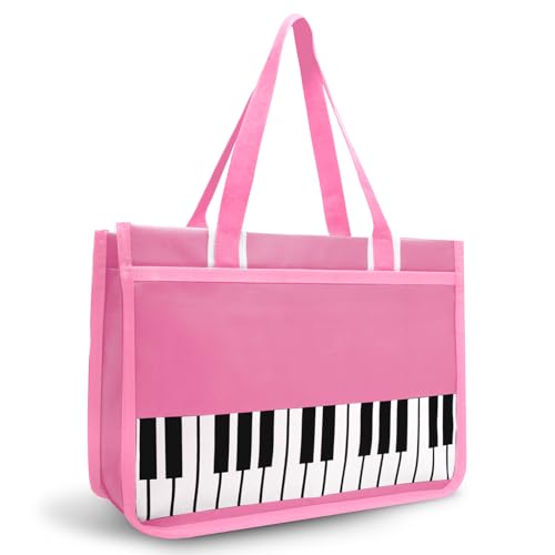 BestSounds Piano Bag, Zipper Waterproof Oxford Cloth Music Piano Accessories Book Bag Tote for Students Kids, Girls, Women, Gifts for Music Lovers Musicians (Pink) - Image 1