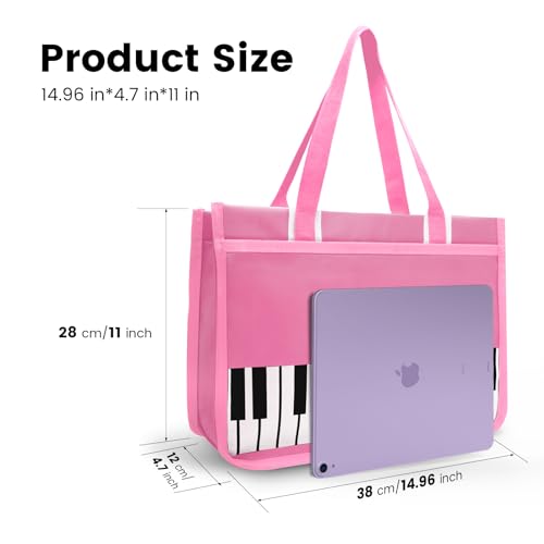 BestSounds Piano Bag, Zipper Waterproof Oxford Cloth Music Piano Accessories Book Bag Tote for Students Kids, Girls, Women, Gifts for Music Lovers Musicians (Pink) - Image 4