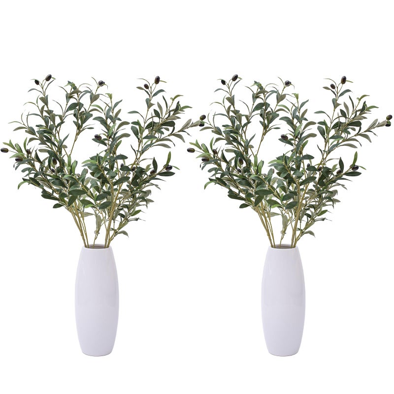 Heleze 39 Inch Artificial Olive Branches for Vases Fake Plants Greenery Stems with 222 Leaves Faux Olive Tree Branches Home Decor Indoor 4PCS - Image 2