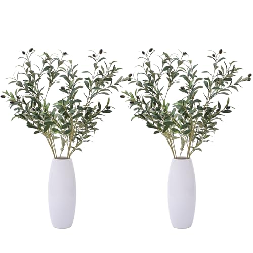 Heleze 39 Inch Artificial Olive Branches for Vases Fake Plants Greenery Stems with 222 Leaves Faux Olive Tree Branches Home Decor Indoor 4PCS - Image 1