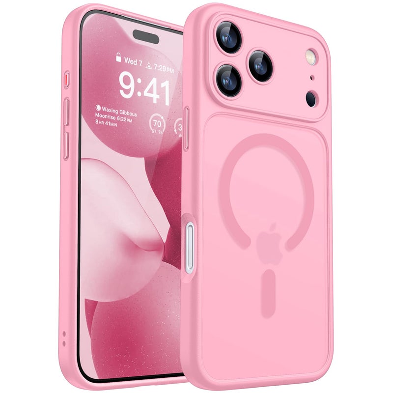 كانشن CANSHN Magnetic for iPhone 17 Pro Max Case(6.9"), Upgraded [Full Camera Protection] [Compatible with Magsafe] [Translucent Matte] Shockproof Protective Phone Case, Pink - Image 1