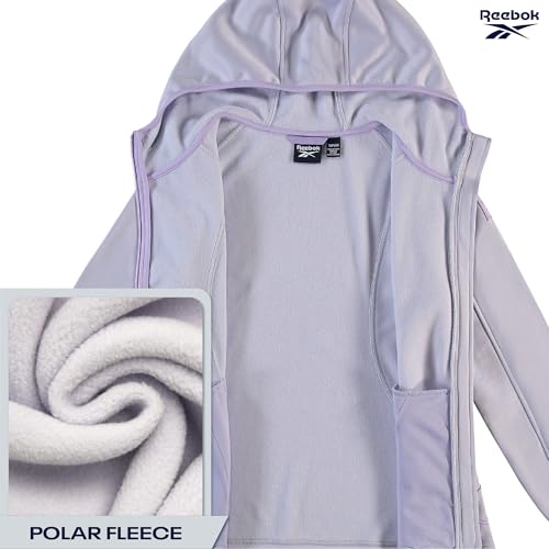 Reebok Womens Jacket - Athletic Performance Softshell Zip Up Fleece Jacket with Hood - Lightweight Jackets for Women, Size Medium, Lavender - Image 4