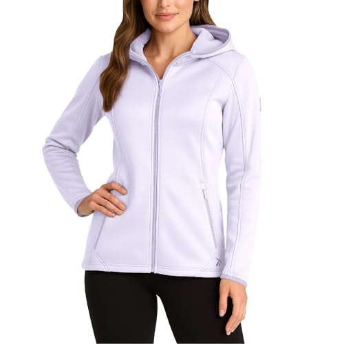 Reebok Womens Jacket - Athletic Performance Softshell Zip Up Fleece Jacket with Hood - Lightweight Jackets for Women, Size Medium, Lavender - Image 1