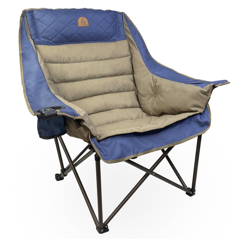 Black Sierra Deluxe Padded Camping Chair for Sports  Outdoors Oversize XL Outdoor Folding Chair Supports 400 lbs Heavy Duty Seat wDual Cup HoldersCarry Bag Perfect for RV Tailgating Glamping