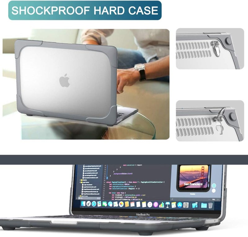 Batianda Heavy Duty Case for MacBook Air 13 inch 2020 A2179 A1932 A2337 M1 Chip with Touch ID, Ergonomic Foldable Kickstand (Holds 22lbs) Matte Translucent Protective Cover Keyboard Skin, Grey - Image 5