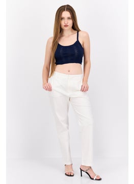 Cotton On Women U-Neck Sleeveless Textured Top, Navy  - Image 4