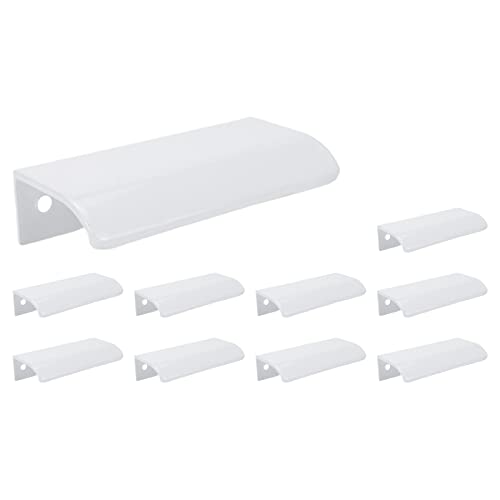Tsnamay 10Pcs 3.15" White Arc Surface Pull,White Edge Pulls Furniture Drawer Handles Hidden Cabinet Handle,Hole Dia.2.52"/64mm - Image 1