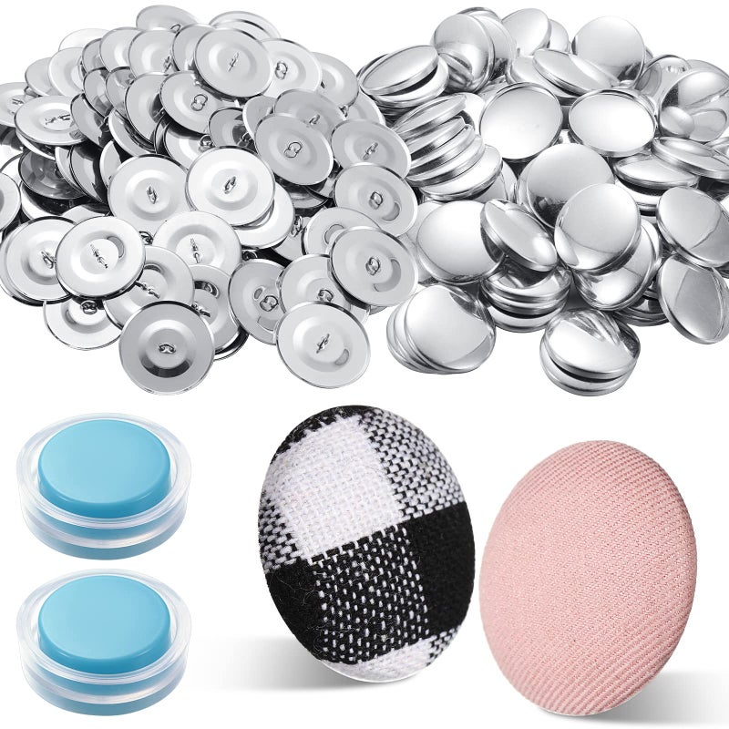 Raiten 100 Sets Cover Buttons Kit with Tools  Size 6015 Inch DIY Fabric Cloth Cover Buttons with Wire Backs 