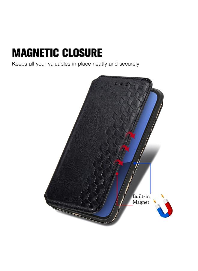 Zaboon Case For Fairphone 5 Cubic Grid Pressed Magnetic Leather Phone Case - Image 5