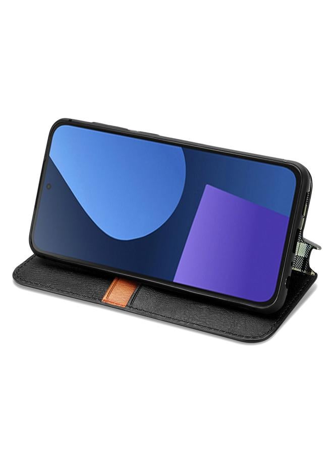 Zaboon Case For Fairphone 5 Cubic Grid Pressed Magnetic Leather Phone Case - Image 4