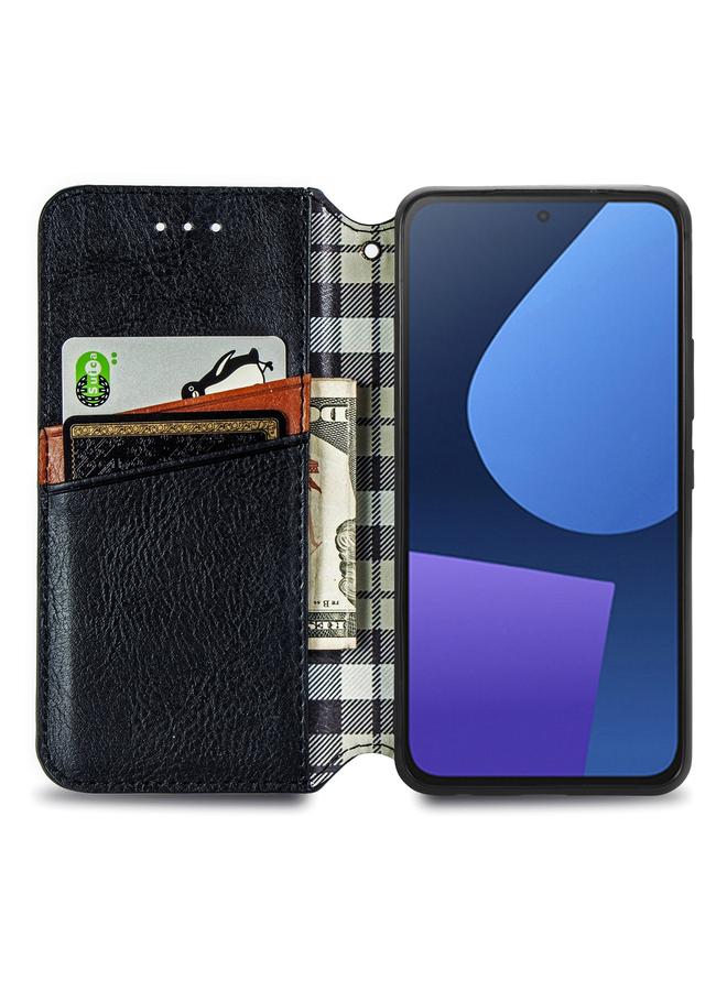 Zaboon Case For Fairphone 5 Cubic Grid Pressed Magnetic Leather Phone Case - Image 3