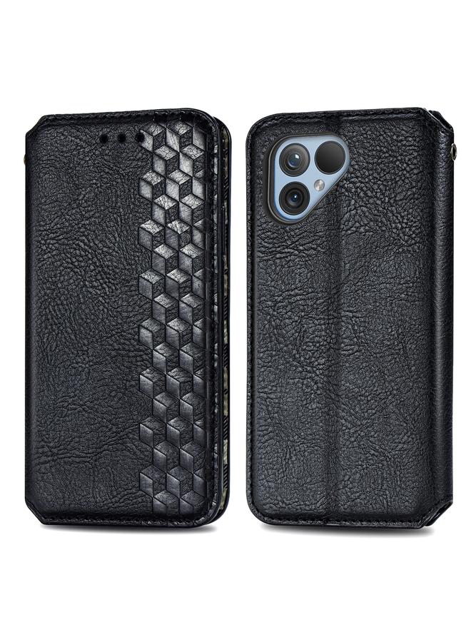 Zaboon Case For Fairphone 5 Cubic Grid Pressed Magnetic Leather Phone Case - Image 2