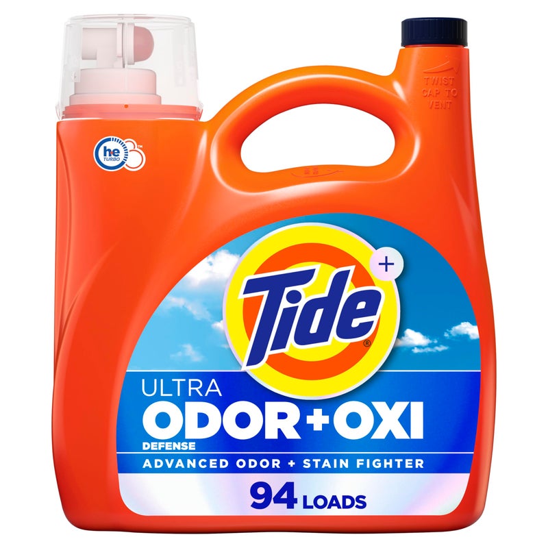 Tide Ultra Odor Defense Plus Oxi Liquid Laundry Detergent, 132 fl oz, 94 Loads, Advanced Odor and Stain Fighting Laundry Detergent Liquid - Image 1
