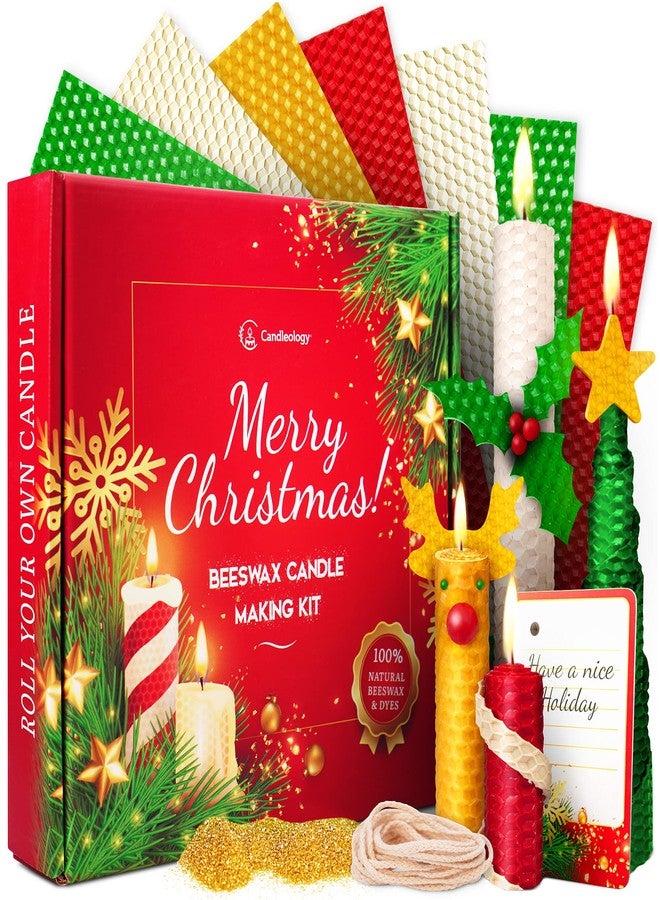 Candleology Christmas Candle Rolling Kit - Beeswax Candle Making Kit for Kids & Adults (Christmas, Hanukkah, Kwanzaa) - DIY Winter Candles Craft Project - Image 1