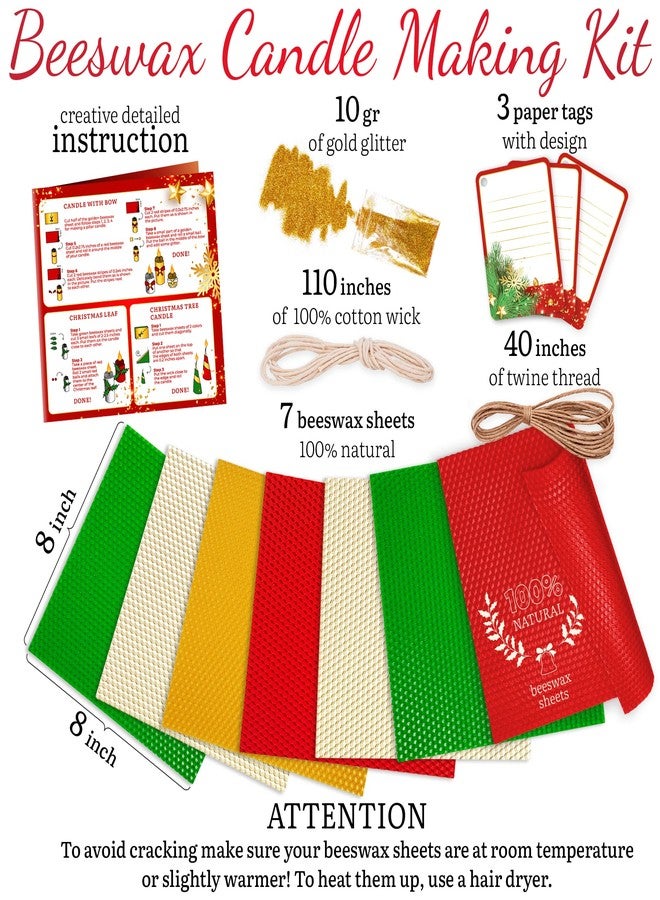 Candleology Christmas Candle Rolling Kit - Beeswax Candle Making Kit for Kids & Adults (Christmas, Hanukkah, Kwanzaa) - DIY Winter Candles Craft Project - Image 2