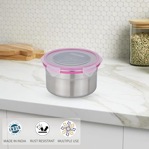 STEELLOCK Stainless Steel Airtight Container with Lid | Leakproof, BPA-Free, Durable Kitchen Storage | Multipurpose Food Storage Containers for Kitchen | SL-1402-set of 1, 1150ml each, Pink - Image 4