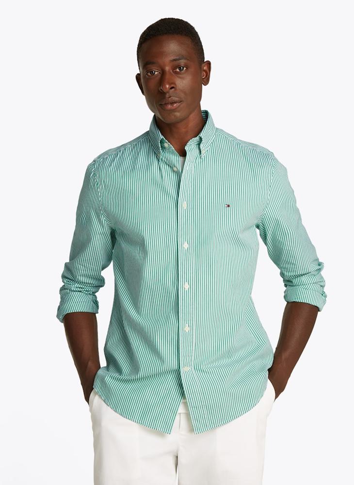 TOMMY HILFIGER Regular Fit Flex Cotton Classic Poplin Stripe Shirt  - Image 1