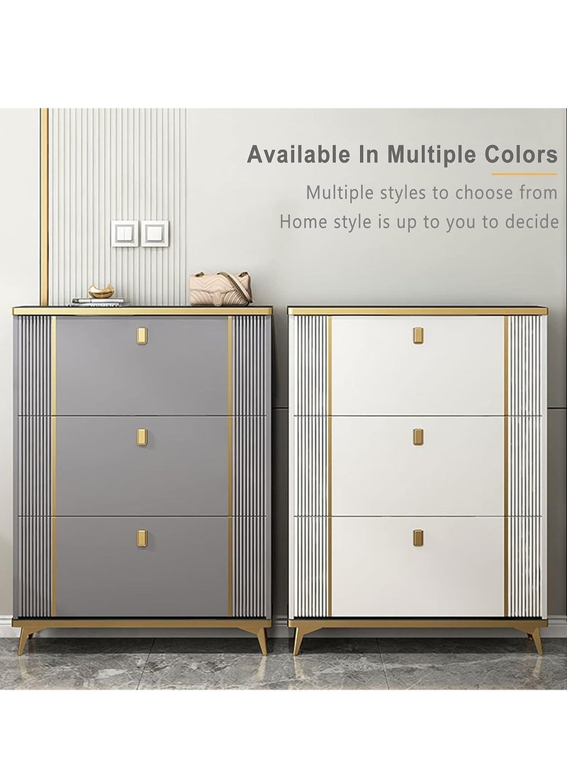 Modern Ultra Thin Shoe Storage, Entrance Shoe Rack Narrow, With Accessory Drawer Shoe Cabinet. flip shoe racks - Image 3