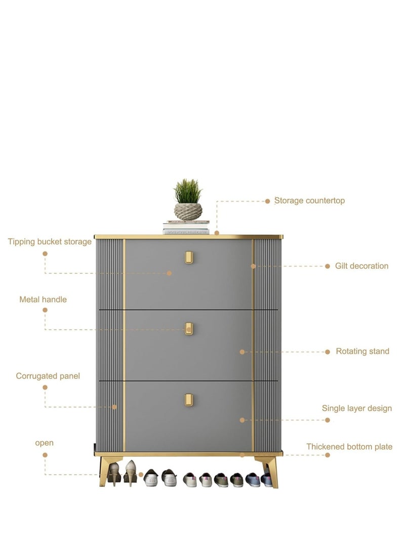 Modern Ultra Thin Shoe Storage, Entrance Shoe Rack Narrow, With Accessory Drawer Shoe Cabinet. flip shoe racks - Image 4