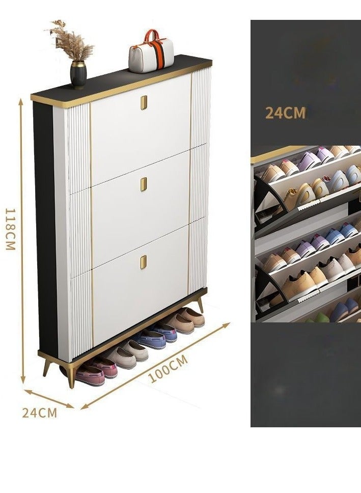 Modern Ultra Thin Shoe Storage, Entrance Shoe Rack Narrow, With Accessory Drawer Shoe Cabinet. flip shoe racks - Image 5