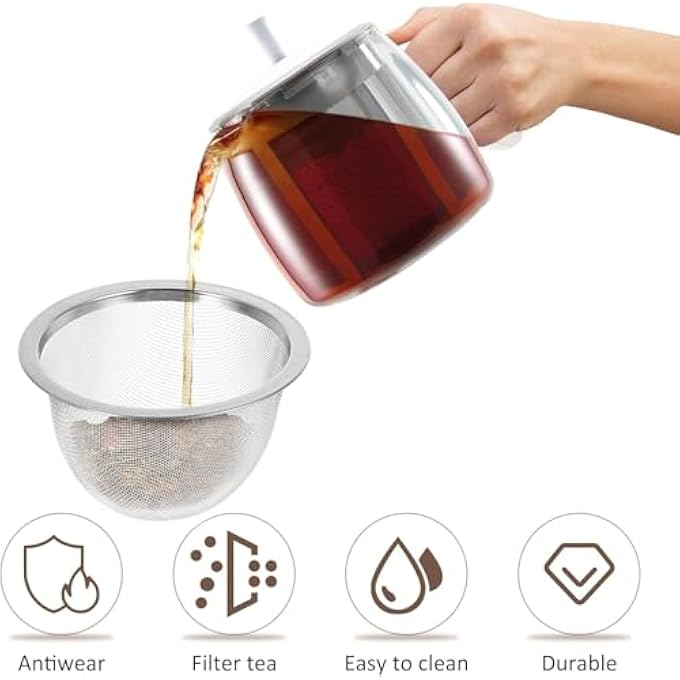 rayihni Teapot Mesh Strainer Infuser Filter Replacement Stainless Steel Tea Pot Drain Net 8Pcs Reusable Loose Leaf Tea Herb Strainer Tea Infuser 7 2Cm - Image 3