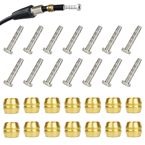 SUUJI 14 PCS BH90 Brake Olive and Barb - Brake brass olive and steel Connecting Insert kit for Shimano Mountain Bike Bicycle BH90 Avid Sram Bike Hydraulic Disc Brake Hose BH90/BH59 - Image 1