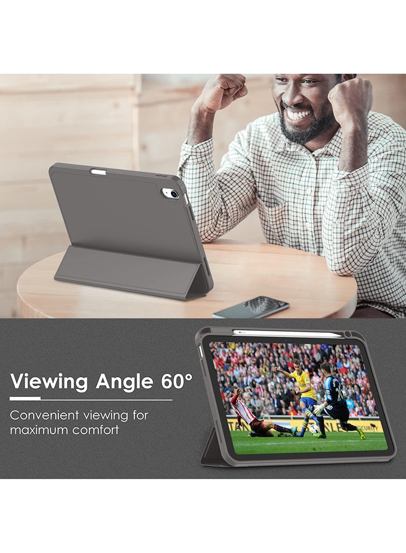 Theodor حافظة لجهاز آيباد إير 11 بوصة الجيل السادس M2 (2024)، آيباد إير الجيل الخامس (2022) / آيباد إير الجيل الرابع (2020) 10.9 بوصة - غطاء خلفي مرن ناعم مع حامل قلم رمادي داكن - Image 4