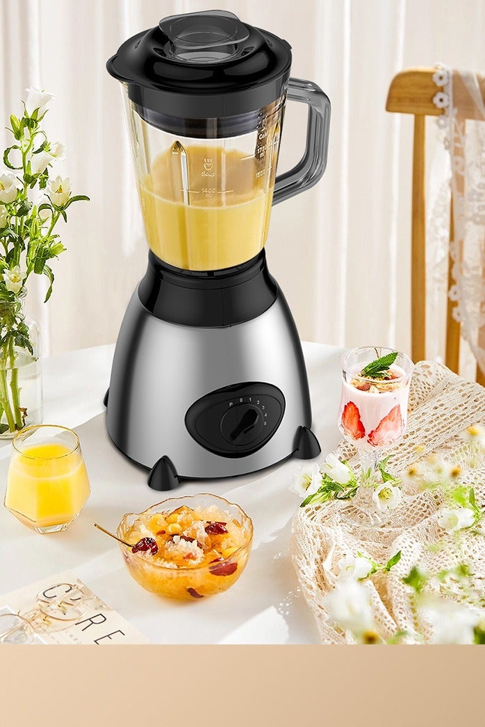 خلاط ومطحنة بقدرة 850 واط، معالج طعام بسعة 1.5 لتر و5 سرعات، شفرات من الفولاذ المقاوم للصدأ، مطحنة جافة سعة 300 مل للبن والتوابل والعصائر والسموذي - Image 3