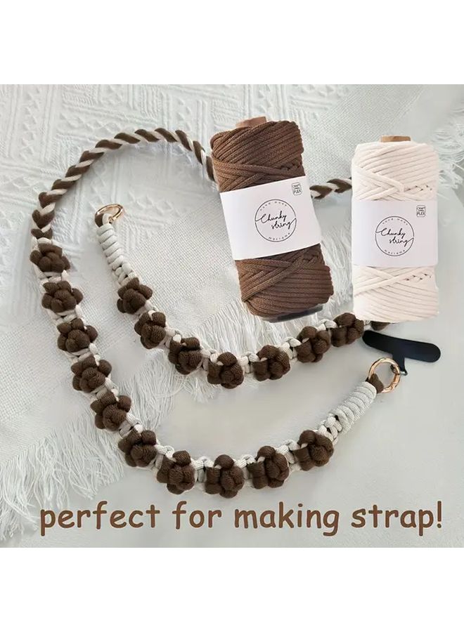 1 Roll Macrame Crafting Rope Natural Color Thick 5mm Diameter Strong Flexible Polyester Wire Like Strand for Macrame Basket Making Jewelry Tapestry Home Decor Multi Purpose Crafting Cord Supplies Decorative Rope Durable Yarn - Image 5